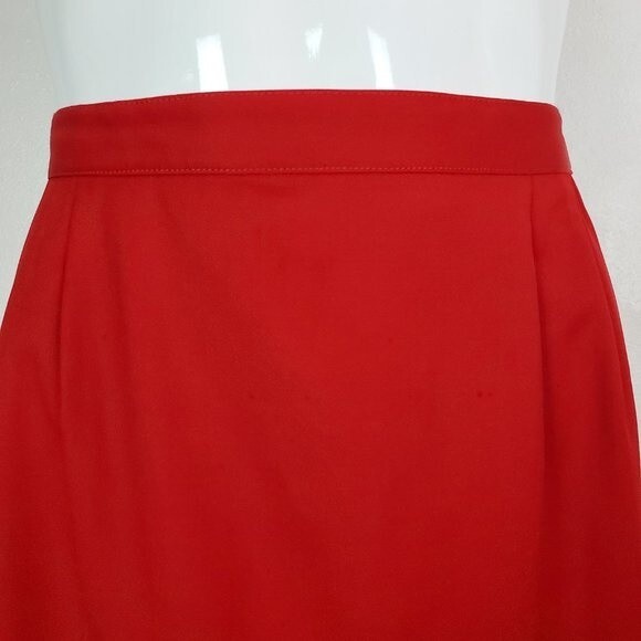 Vintage 80s Adele Simpson Red Wool Pencil Skirt - Picture 4 of 7